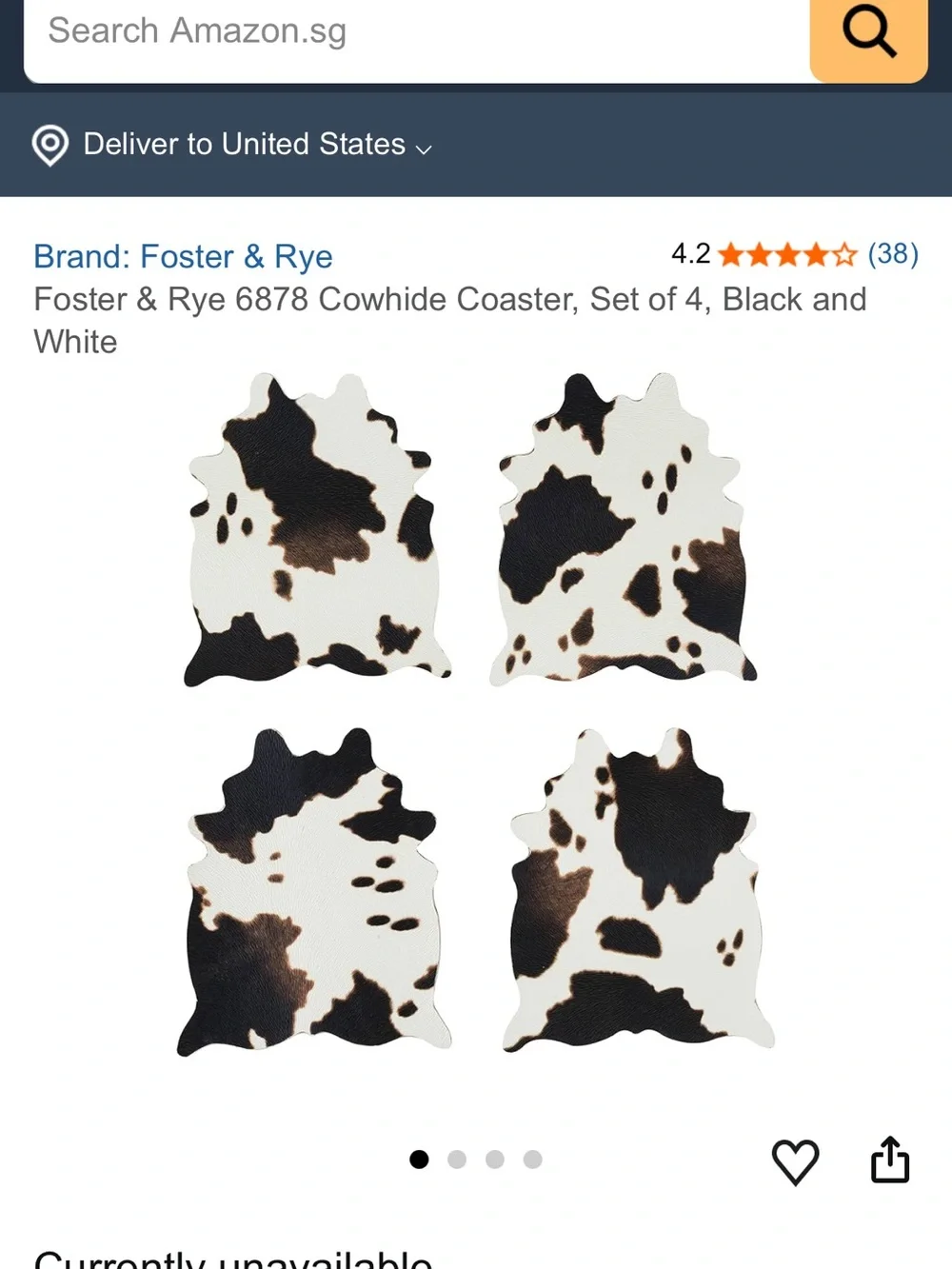 Cowhide Coaster Set — Brown & White Cowhide Print